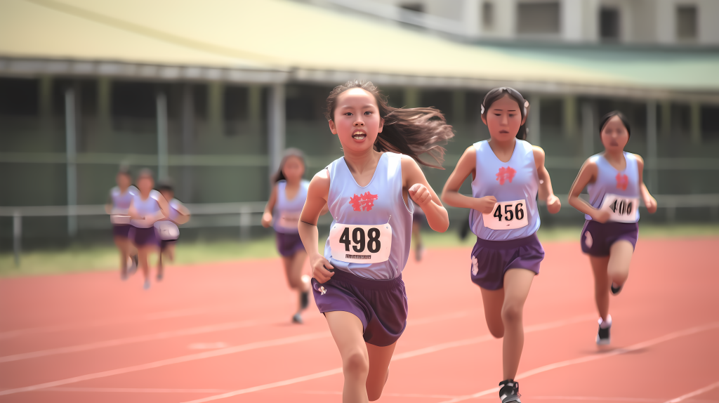 田径比赛奔跑中的女运动员摄影版权图片下载