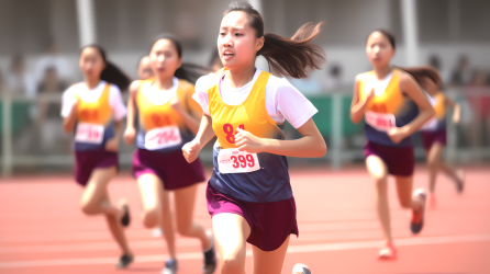 亚洲女孩田径比赛摄影图片