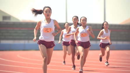 亚洲女孩田径比赛摄影图