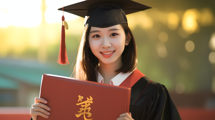 毕业季风情中国女生毕业照摄影版权图片下载