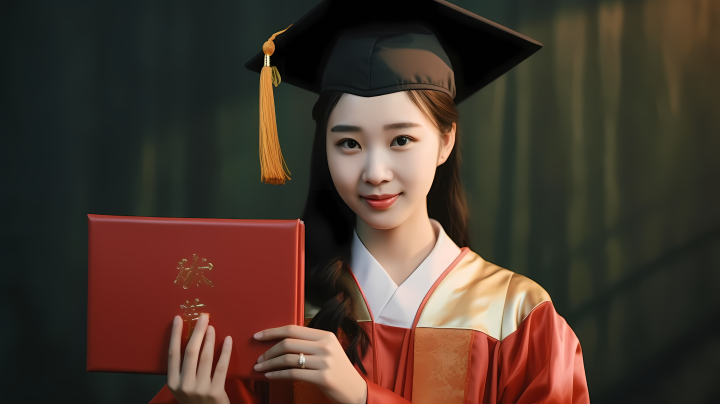 毕业证书和学位帽摄影版权图片下载