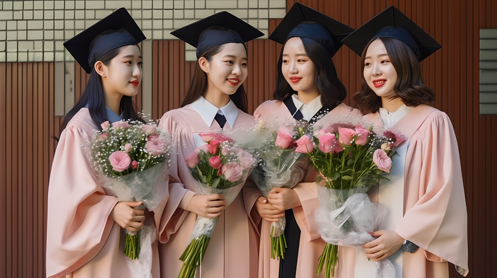 手持花束毕业典礼摄影版权图片下载