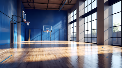 和谐校园室内篮球场摄影图