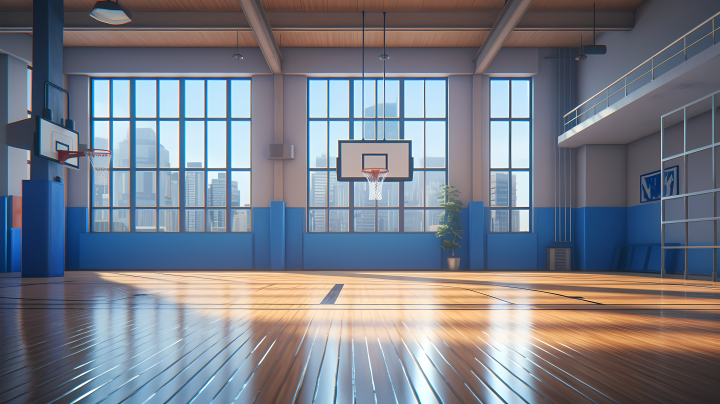 篮球场内的静谧之美摄影图版权图片下载