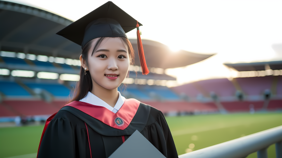 女性留学生毕业典礼摄影图