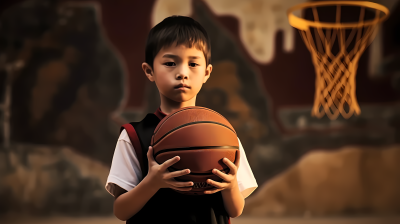 亚洲男孩篮球摄影图