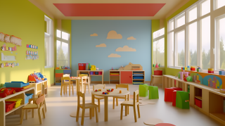 幼儿园教室玩具布置摄影图片
