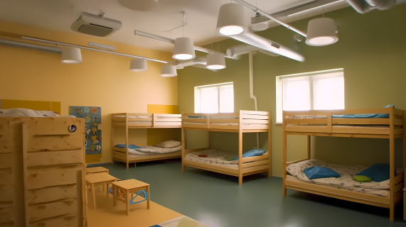 优美校园多功能儿童寝室摄影图