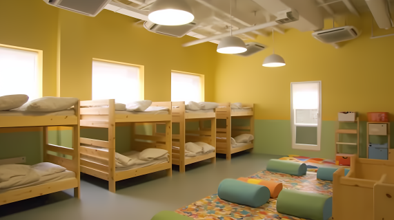 舒适整洁的儿童宿舍房摄影图
