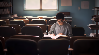 学生代表在图书馆肚子学习摄影图