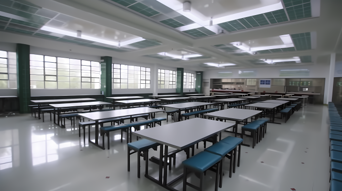 学校干净的餐厅高清图