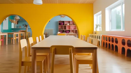 童趣温馨用餐厅桌椅摄影图