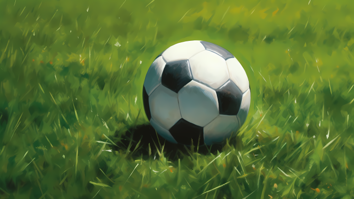 绿色草地上的足球高清图版权图片下载