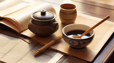 茶艺师的生活桌面拍摄图