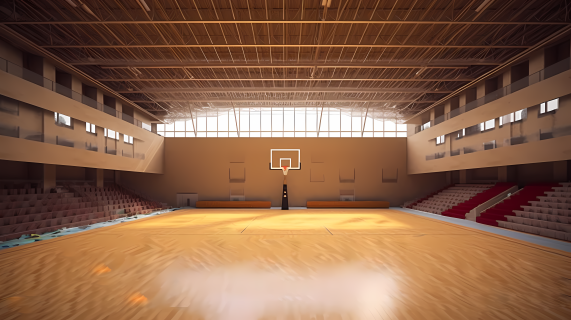 室内篮球比赛场地摄影图