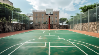 高清户外篮球场摄影图