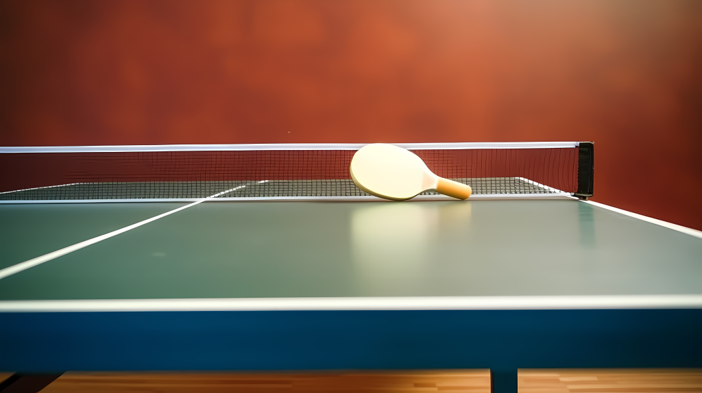 乒乓球桌上的对打比赛摄影图版权图片下载