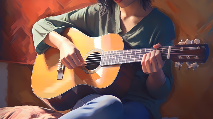 音乐交流会弹吉他的男孩图版权图片下载