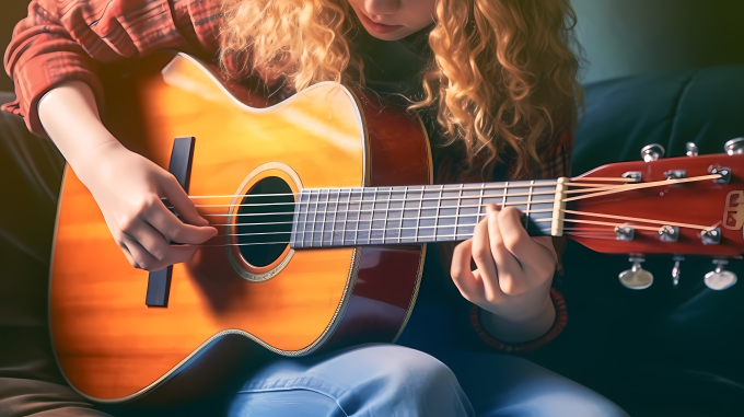 轻柔吉他弹奏手摄影图