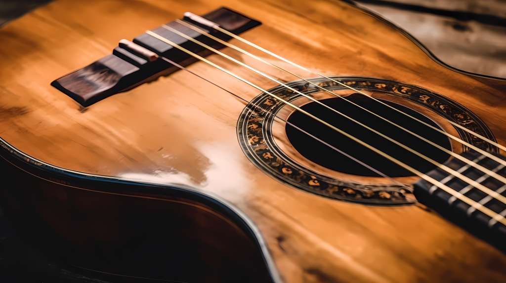 古典吉他精致花纹细节摄影图版权图片下载