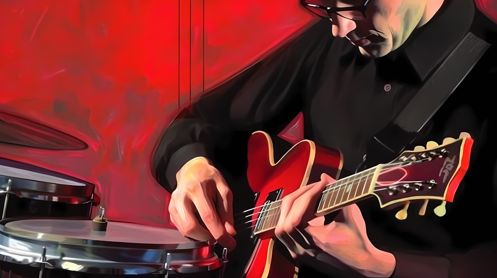 现场音乐表演酷酷的吉他手高清图