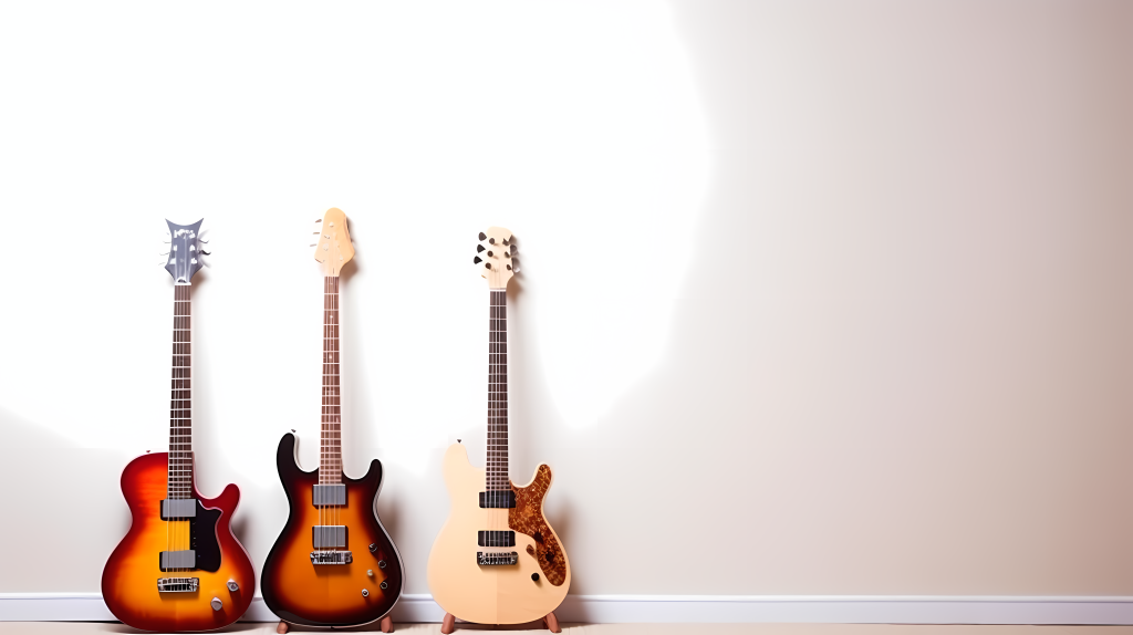 美丽的吉他在白墙前摄影图版权图片下载