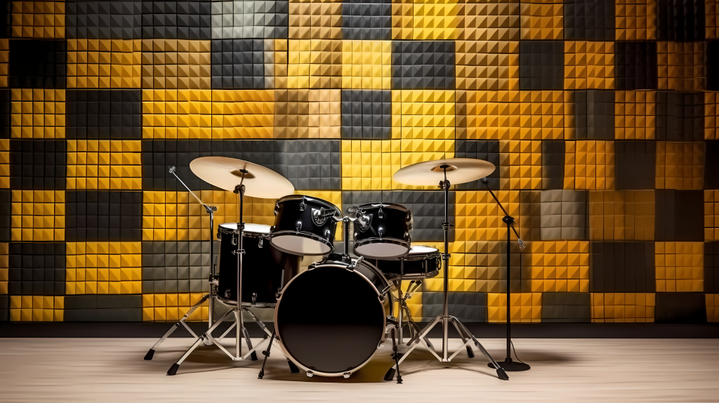 格子背景放假的架子鼓