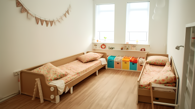 干净整洁的儿童床铺房间高清图