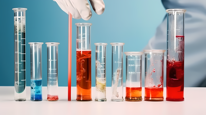 红色化学液体实验室玻璃试管摄影图片