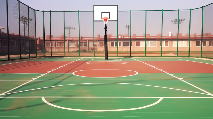 体育中心的篮球场实景摄影图版权图片下载