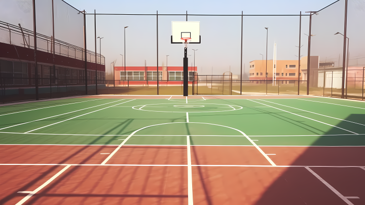校园里明亮的篮球场摄影图版权图片下载