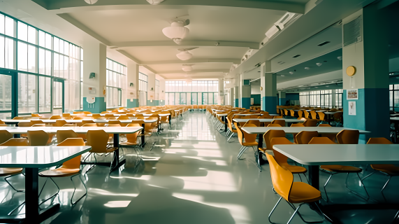 空荡荡的大学食堂摄影图