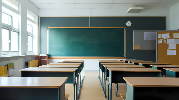 多媒体教学中学教室摄影图