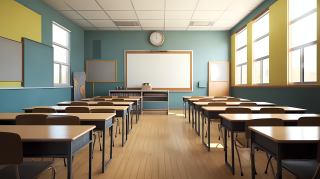 干净整洁的学生上课教室图