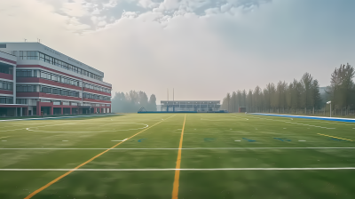 超清真实校园足球场摄影图片
