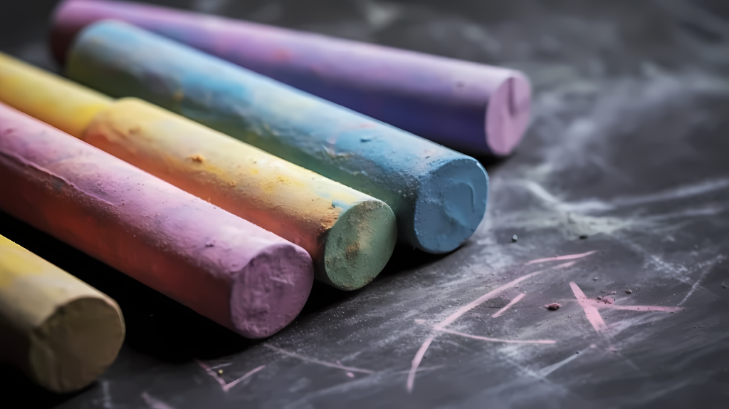 教学用品彩色粉笔摄影图