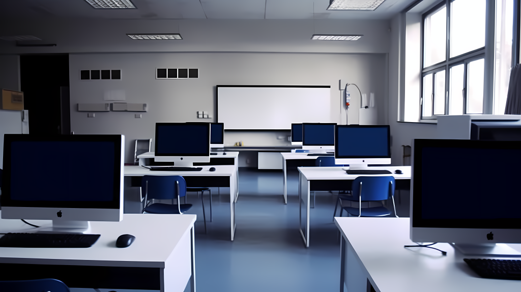 校园电子信息化电脑房摄影图片
