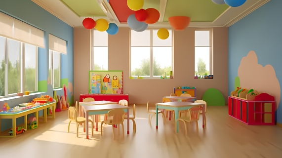 可爱温馨的幼儿园教室摄影图