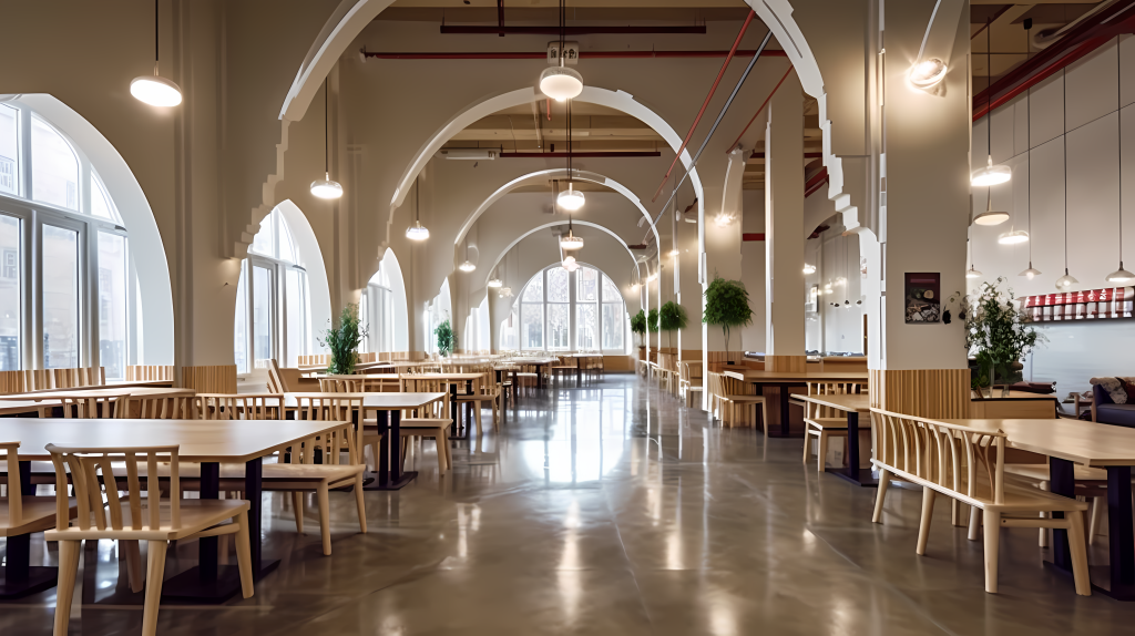 大学明亮整洁餐厅实拍摄影版权图片下载