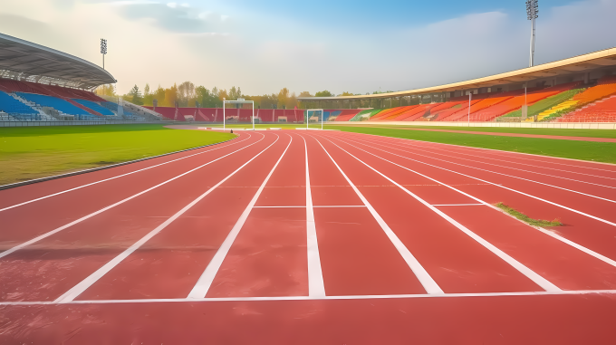 校园大型操场跑道摄影图