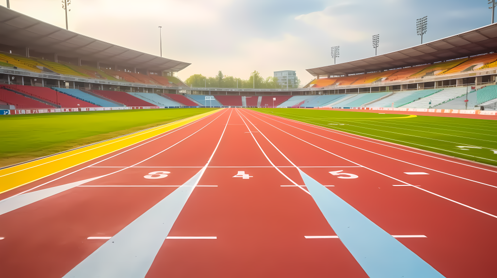 校园户外体育场运动跑道摄影图版权图片下载