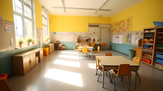 明亮童年幼儿园教室真实摄影图片