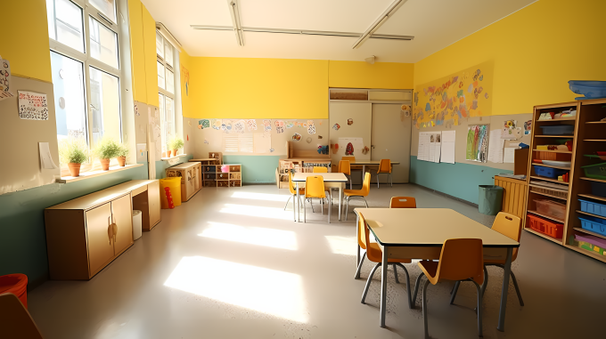 明亮童年幼儿园教室真实摄影图片