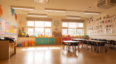 节假日空荡荡的幼儿园教室摄影图