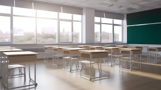 空旷的学生课堂拍摄图
