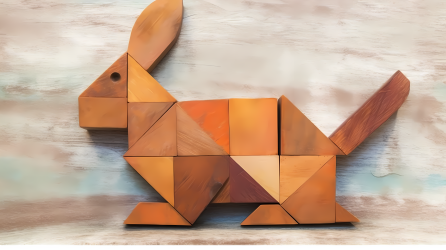 自然核心抽象角形拼图的兔子木块摄影图片