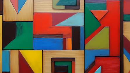 原始现实主义风格的彩色木制拼图摄影图