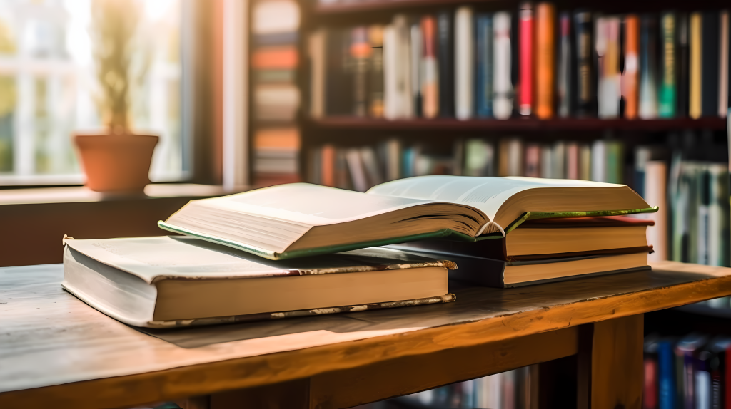 书凳相依架上飘香摄影图片