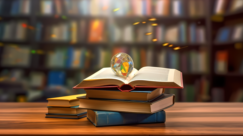 图书馆藏书与眼镜摄影图版权图片下载