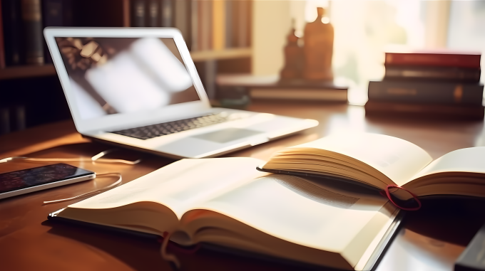 边看书边查资料摄影图